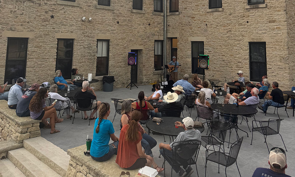 Listening to band on patio