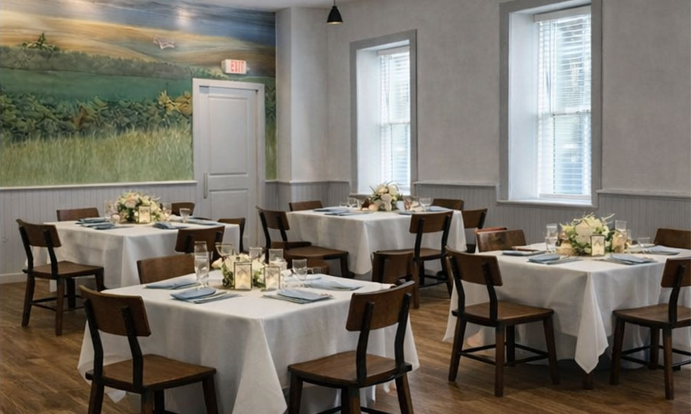 white table cloths in event space